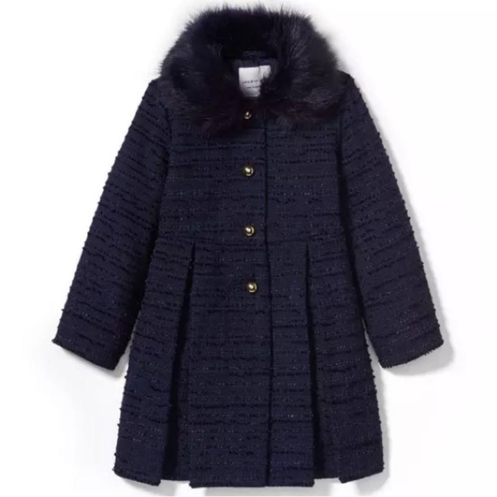 Janie and Jack Faux Fur Collar Bouclé Coat